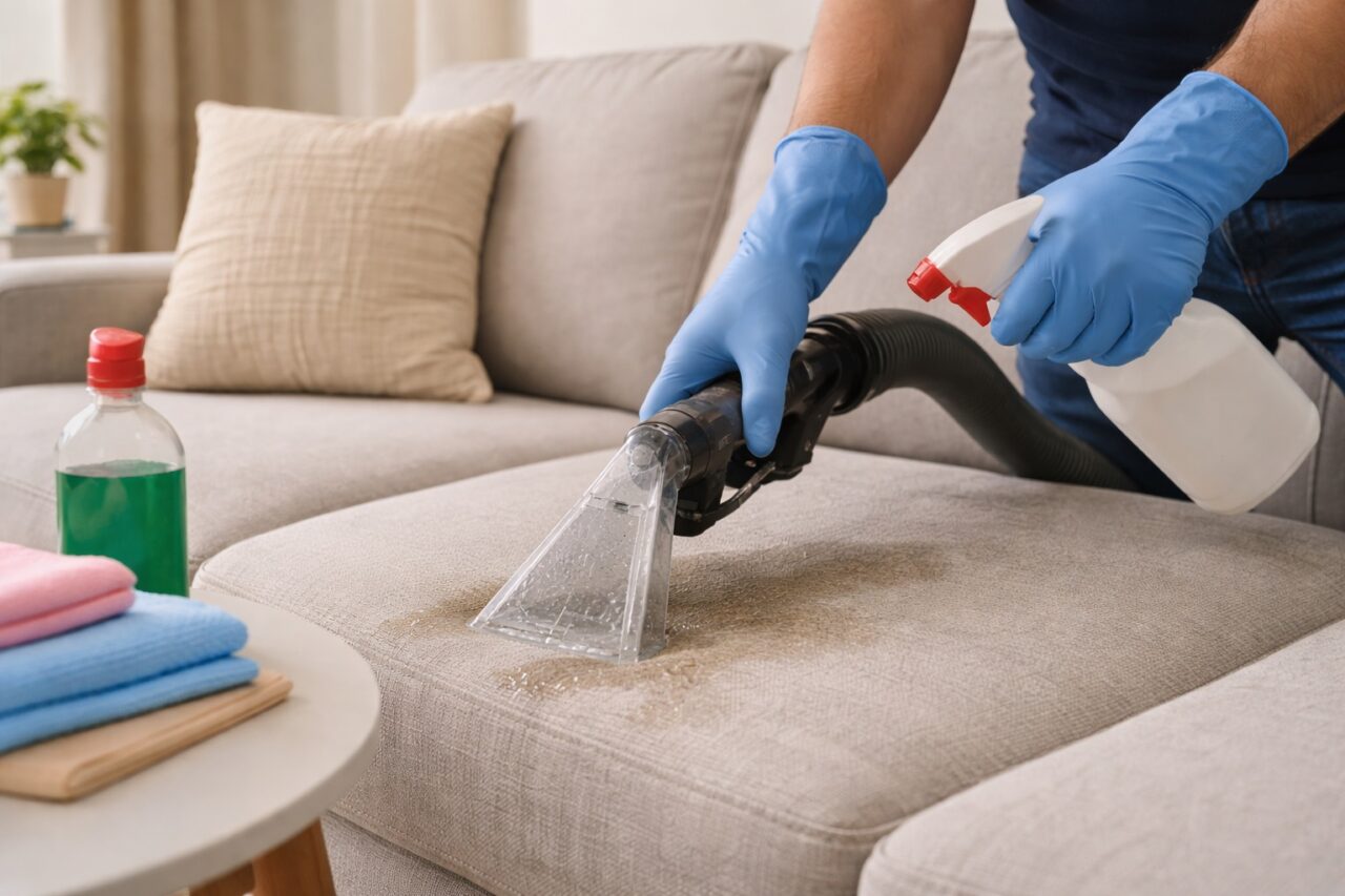تنظيف قماش الكنب واستخراج الأوساخ بجهاز متخصص